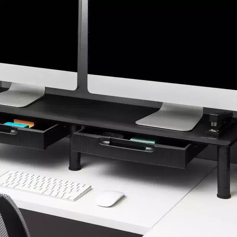 Organizzatore da scrivania per ufficio, 38,5"L x 11"P x 2,55-6,5"A, nero