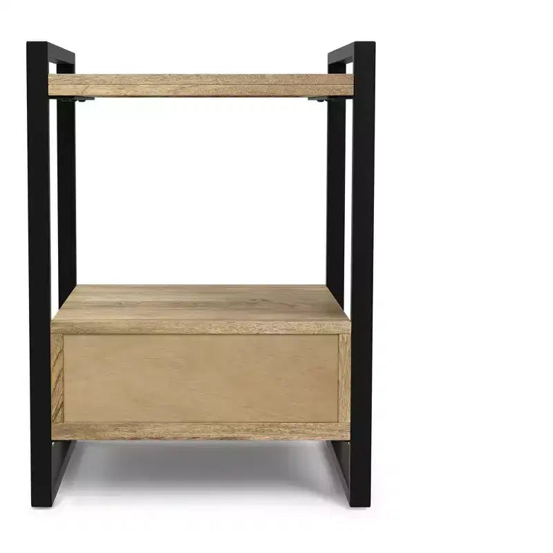 Lawson Comodino moderno industriale in LEGNO DI MANGO MASSICCIO largo 56 cm, naturale