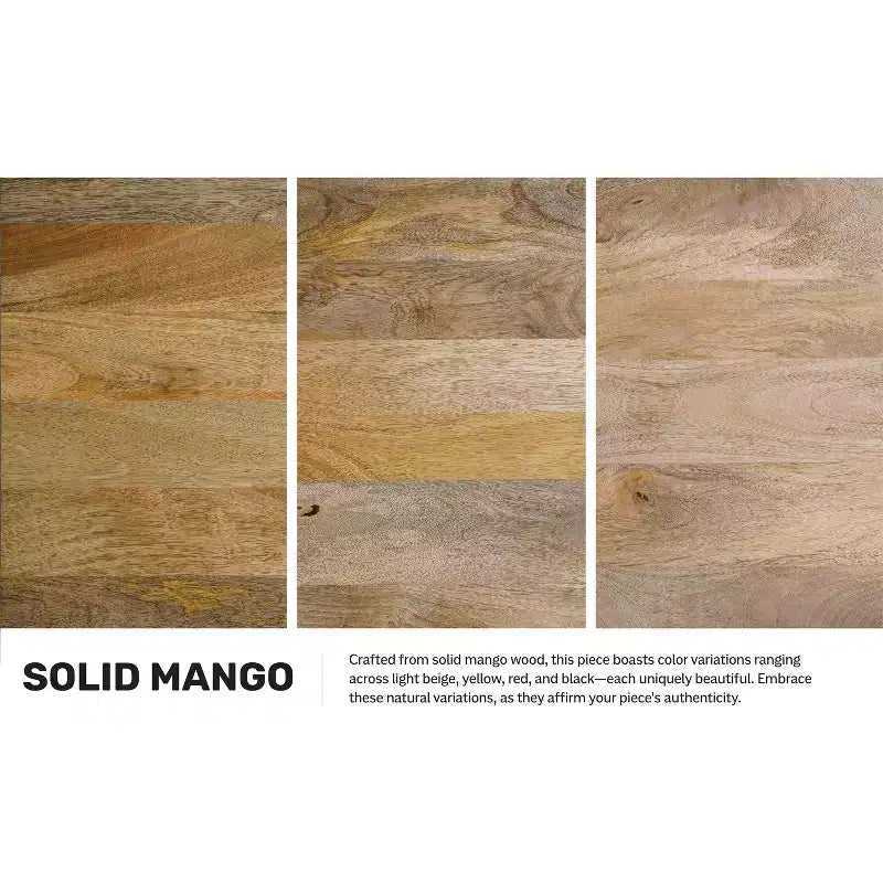 Lawson Comodino moderno industriale in LEGNO DI MANGO MASSICCIO largo 56 cm, naturale