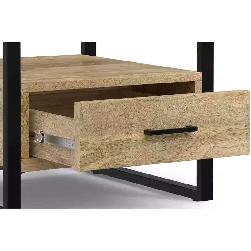Lawson Comodino moderno industriale in LEGNO DI MANGO MASSICCIO largo 56 cm, naturale