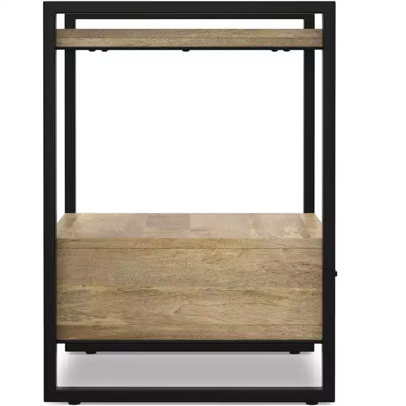 Lawson Comodino moderno industriale in LEGNO DI MANGO MASSICCIO largo 56 cm, naturale