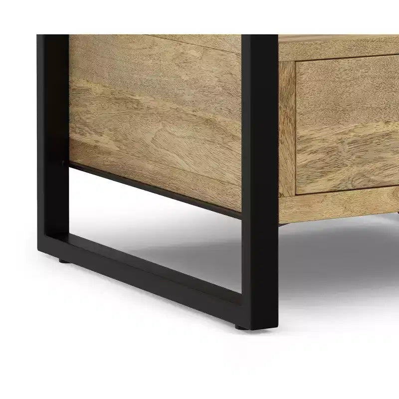 Lawson Comodino moderno industriale in LEGNO DI MANGO MASSICCIO largo 56 cm, naturale