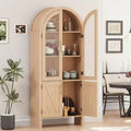 60 Arched Kitchen Pantry | 4-Tier Arch Cabinet with Doors, Modern Wood Storage with Adjustable Shelves for Living Room & Dining Room