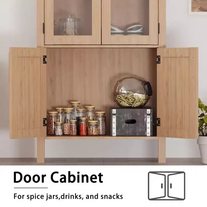 Dispensa da Cucina Ad Arco da 60 | Mobile ad Arco a 4 Livelli con Ante, Mobile Contenitore Moderno in Legno con Ripiani Regolabili per Soggiorno e Sala da Pranzo