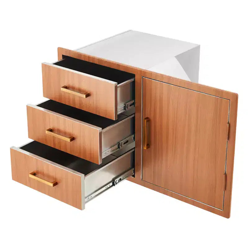 Cassetti per Cucina da Esterno in Acciaio Inox con Anello Regolabile per Spazzatura, Resistente alle Intemperie, Montaggio a Filo 38,2 L x 20,5 H x 22,6 P