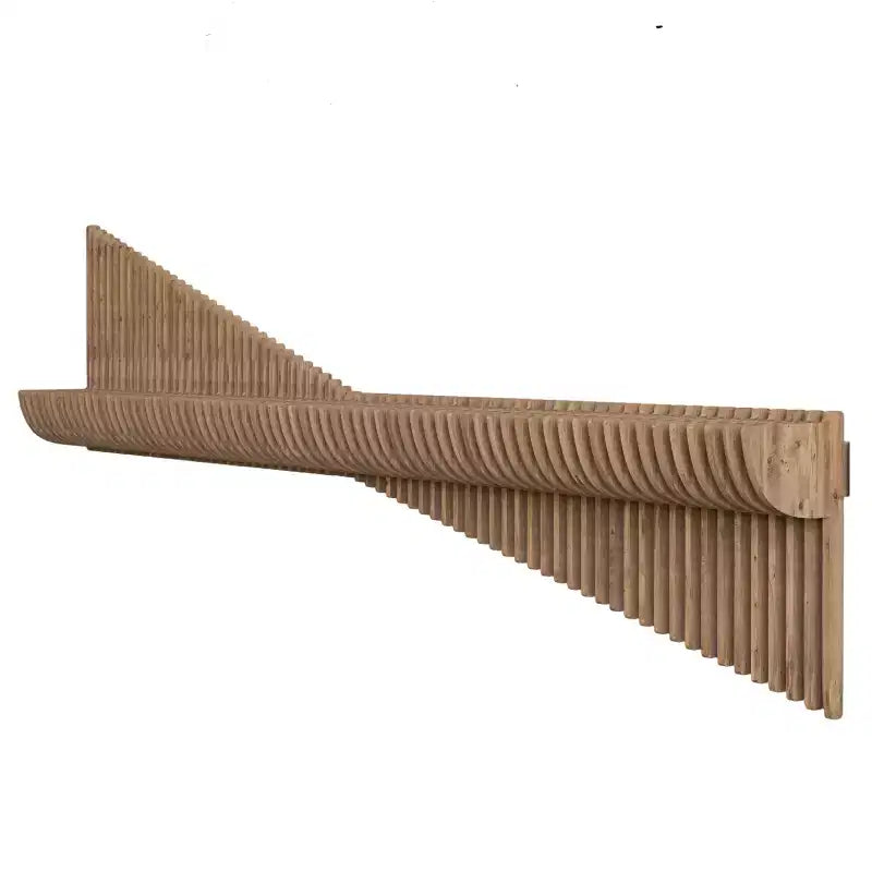 Mobile TV pensile parametrico da 60 pollici Mensola moderna geometrica in legno Decorazione a parete Colore rovere naturale Mensola ondulata 3D per soggiorno