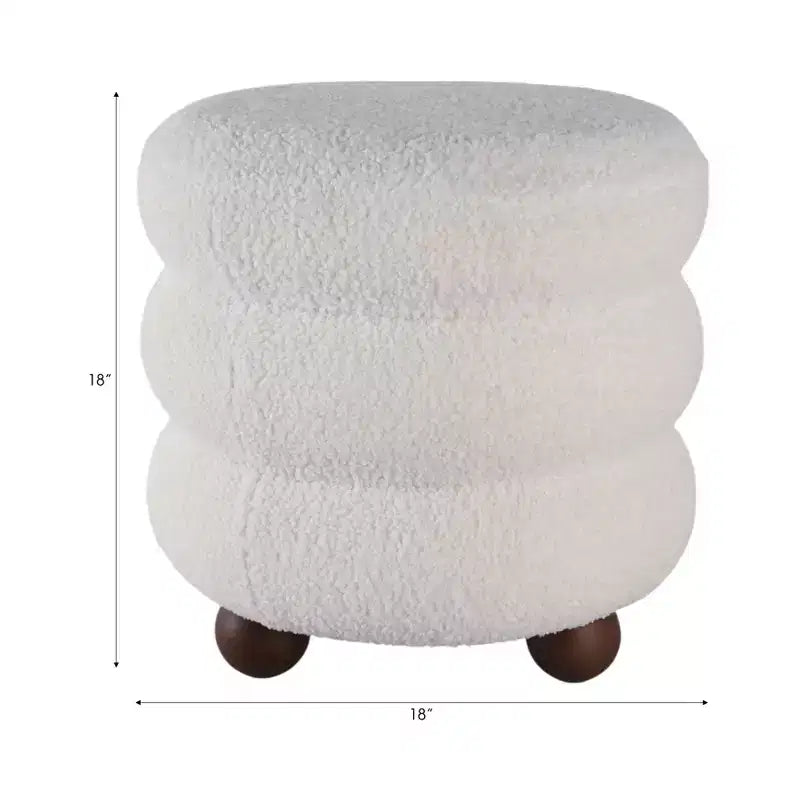 Pouf Decorativo a Costine con Piedini a Sfera - Sedia da Toeletta, Accento per la Casa Moderna, Arredamento per Camera da Letto e Salotto - 18, Avorio