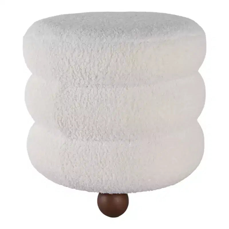 Pouf Decorativo a Costine con Piedini a Sfera - Sedia da Toeletta, Accento per la Casa Moderna, Arredamento per Camera da Letto e Salotto - 18, Avorio