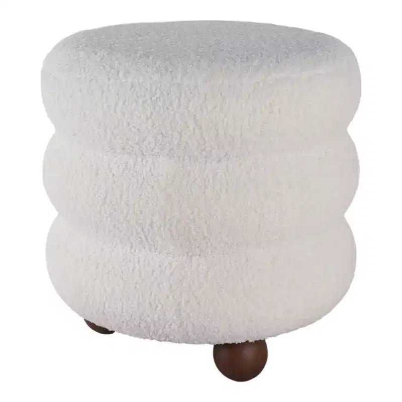 Pouf Decorativo a Costine con Piedini a Sfera - Sedia da Toeletta, Accento per la Casa Moderna, Arredamento per Camera da Letto e Salotto - 18, Avorio