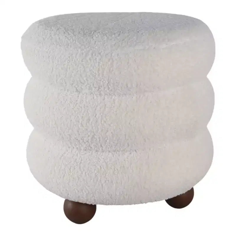 Pouf Decorativo a Costine con Piedini a Sfera - Sedia da Toeletta, Accento per la Casa Moderna, Arredamento per Camera da Letto e Salotto - 18, Avorio