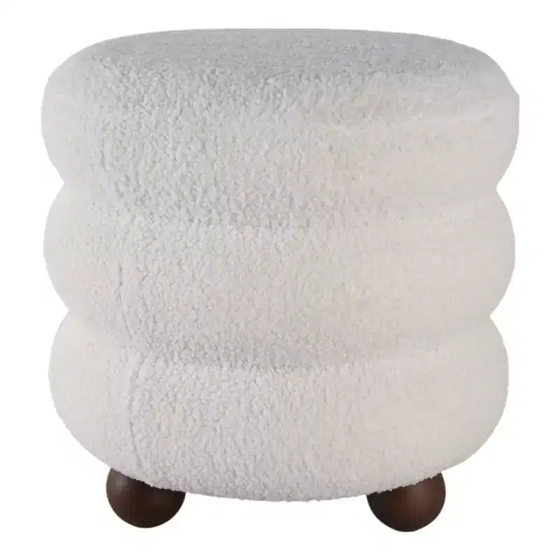 Pouf Decorativo a Costine con Piedini a Sfera - Sedia da Toeletta, Accento per la Casa Moderna, Arredamento per Camera da Letto e Salotto - 18, Avorio