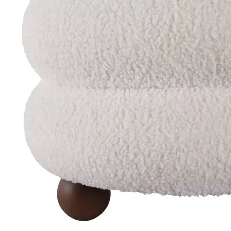 Pouf Decorativo a Costine con Piedini a Sfera - Sedia da Toeletta, Accento per la Casa Moderna, Arredamento per Camera da Letto e Salotto - 18, Avorio