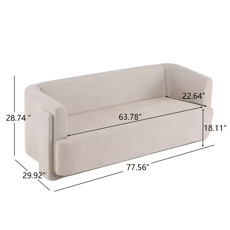 Karsen 77.56 Divano moderno a 3 posti in legno imbottito