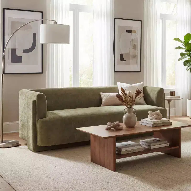 Karsen 77.56 Divano moderno a 3 posti in legno imbottito