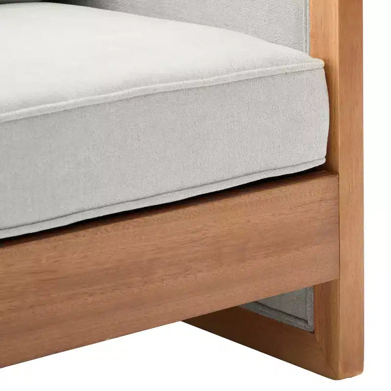 Divano a 3 posti Emanuelle 77,8'' moderno in legno di caucciù e ciniglia