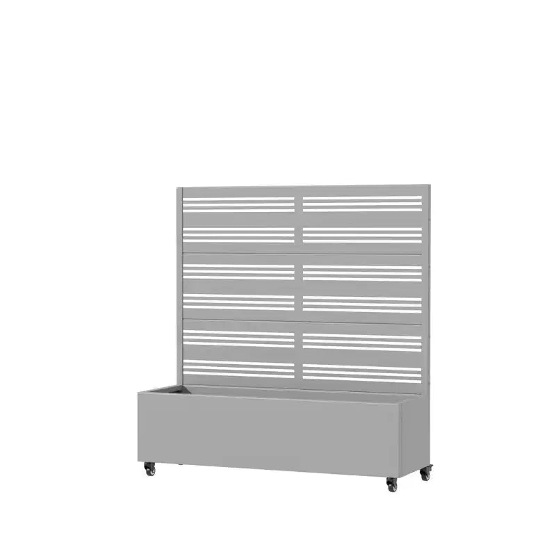 Fioriera in ferro battuto grigio con traliccio (Harold B Louvered), 47x47x16, 3 pezzi per decorazioni da giardino per esterni