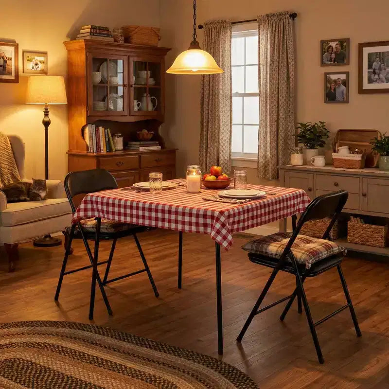 Tavolo da pranzo pieghevole a 3 pezzi con 2 sedie imbottite, tavolo da cucina salvaspazio per piccoli appartamenti, angolo colazione con struttura in metallo