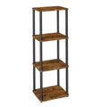 VASAGLE Superfast Toolless Assembly, 4-Tier Shelf for Living Room, Standing Shelf, Bookshelf, Bedroom, Kitchen, Rustic Brown and Ink Black