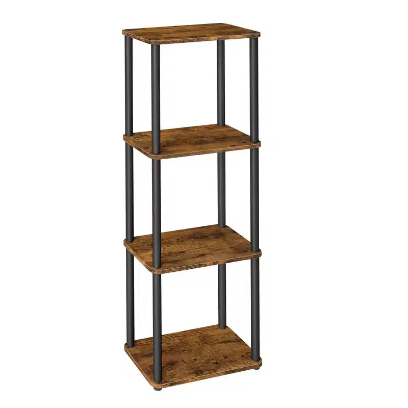 VASAGLE Superfast Toolless Assembly, 4-Tier Shelf for Living Room, Standing Shelf, Bookshelf, Bedroom, Kitchen, Rustic Brown and Ink Black