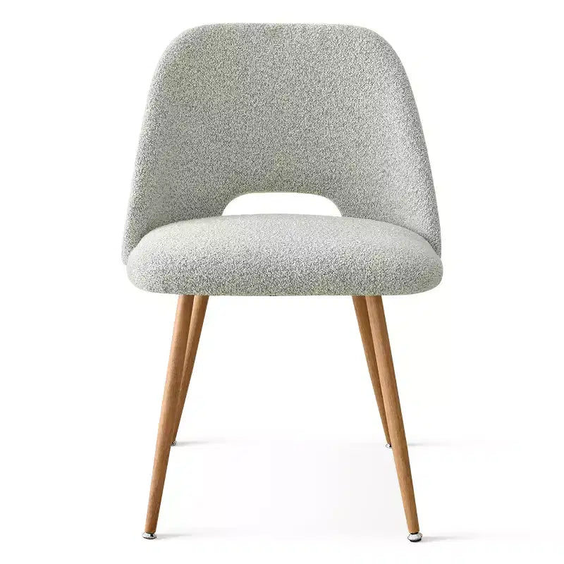Tavolo da Pranzo Rotondo da 35" per 4 Persone, Tavolo a Colonna Bianco e Sedie Imbottite in Bouclé con Gambe in Metallo, Ideale per Piccoli Spazi