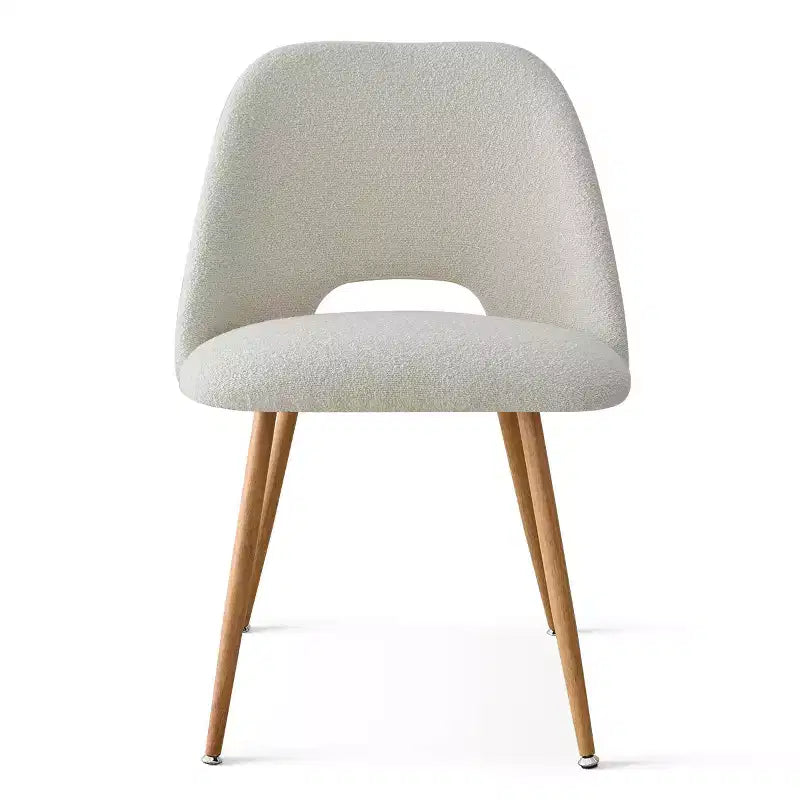 Tavolo da Pranzo Rotondo da 35" per 4 Persone, Tavolo a Colonna Bianco e Sedie Imbottite in Bouclé con Gambe in Metallo, Ideale per Piccoli Spazi