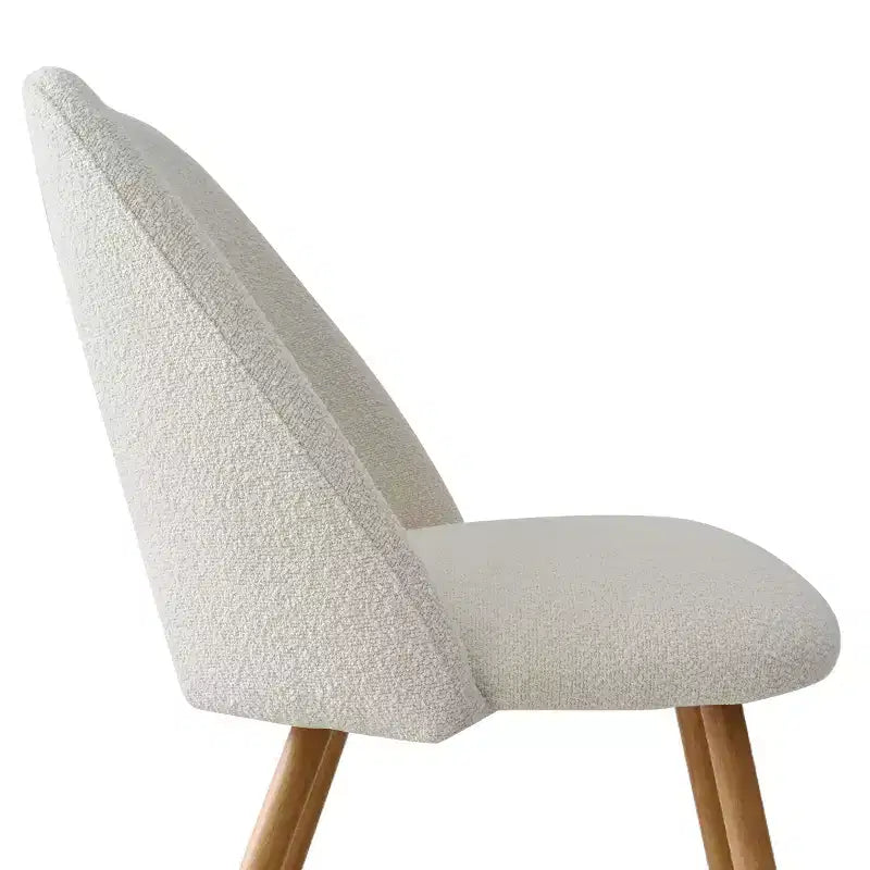Tavolo da Pranzo Rotondo da 35" per 4 Persone, Tavolo a Colonna Bianco e Sedie Imbottite in Bouclé con Gambe in Metallo, Ideale per Piccoli Spazi