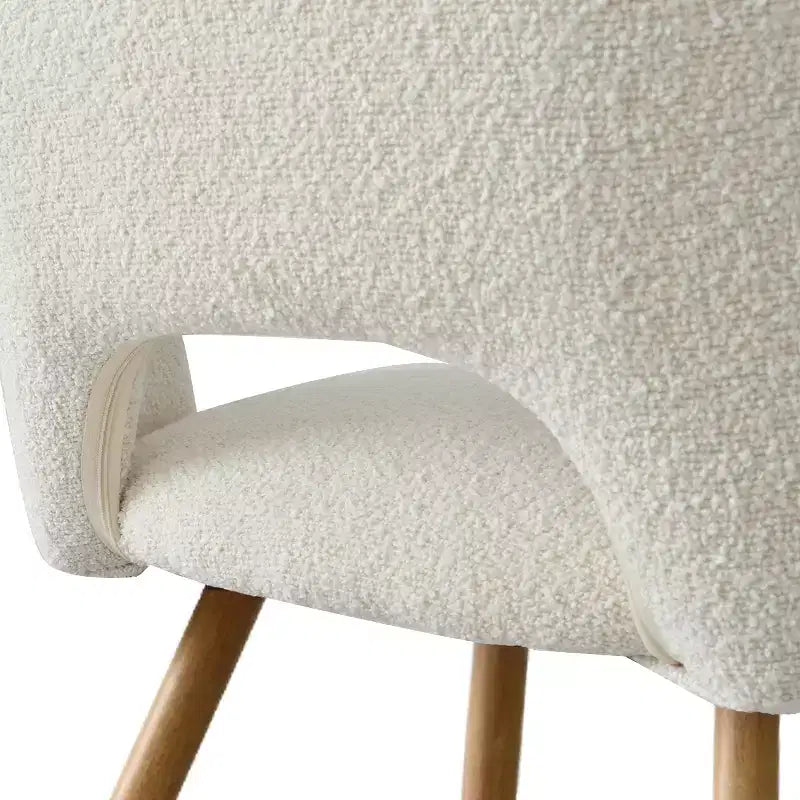 Tavolo da Pranzo Rotondo da 35" per 4 Persone, Tavolo a Colonna Bianco e Sedie Imbottite in Bouclé con Gambe in Metallo, Ideale per Piccoli Spazi