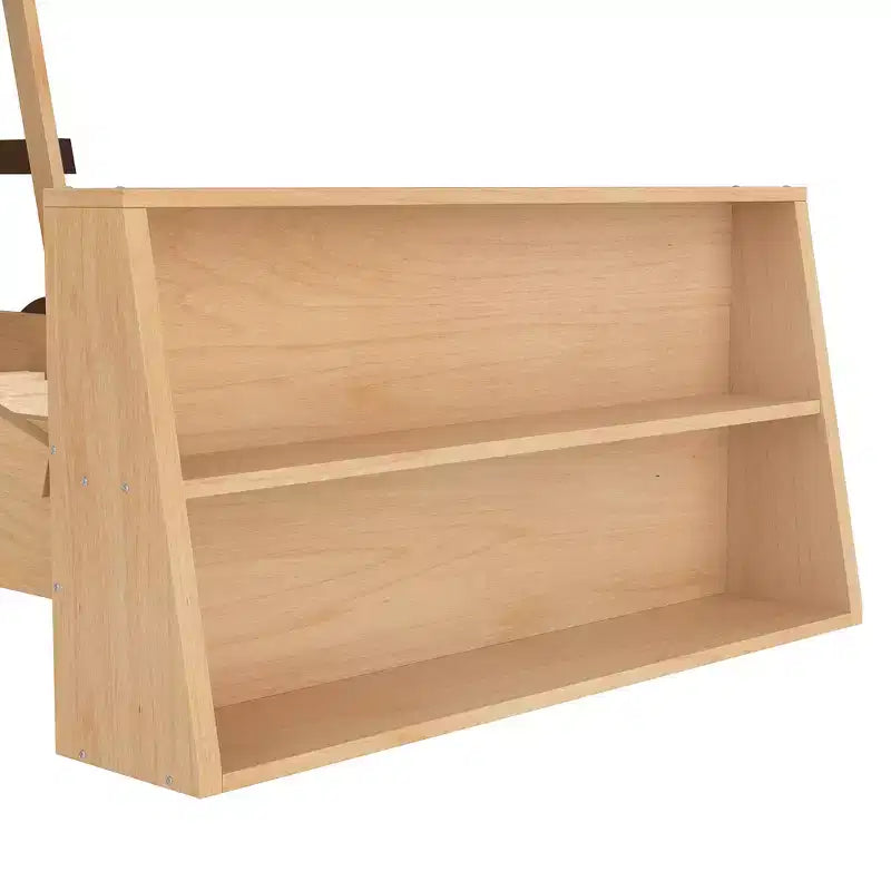 Letto per auto a una piazza con ripiani portaoggetti, letto a piattaforma in legno a forma di auto per bambini