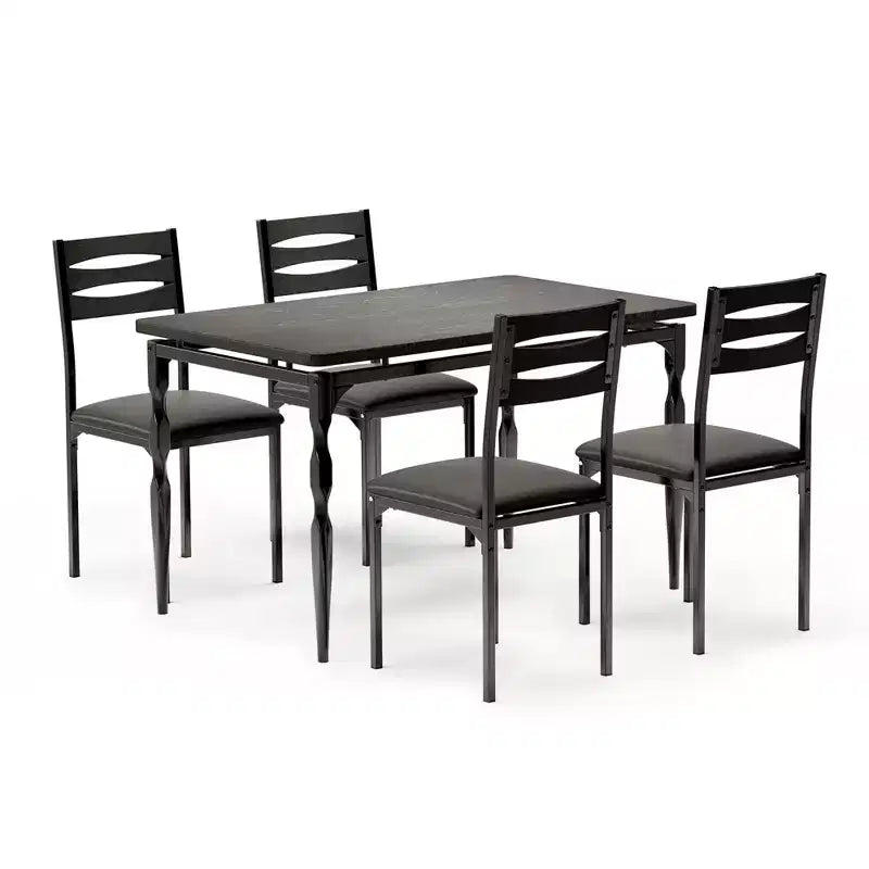 Tavolo da Pranzo e Sedie, Tavolo da Cucina Rettangolare Salvaspazio con 4 Sedie, Struttura in Metallo, Cuscini Morbidi, per Sala da Pranzo Cucina Appartamento