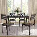 Dining Table and Chairs Set, Space-Saving Rectangular Kitchen Table with 4 Chairs, Metal Frame, Soft Cushions, for Dining Room Kitchen Apartment