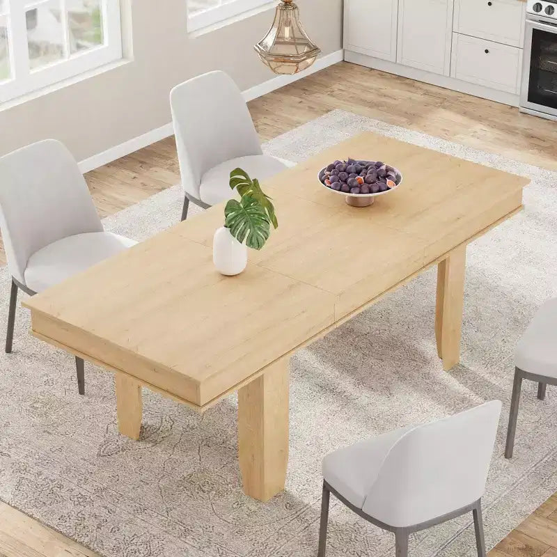 Tavolo da pranzo allungabile da 160 cm a 220 cm per 6-10 persone, tavolo da cucina in stile rustico con struttura robusta in legno, grande tavolo rettangolare per sala da pranzo