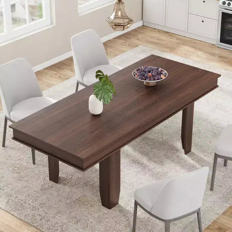 Tavolo da pranzo allungabile da 160 cm a 220 cm per 6-10 persone, tavolo da cucina in stile rustico con struttura robusta in legno, grande tavolo rettangolare per sala da pranzo
