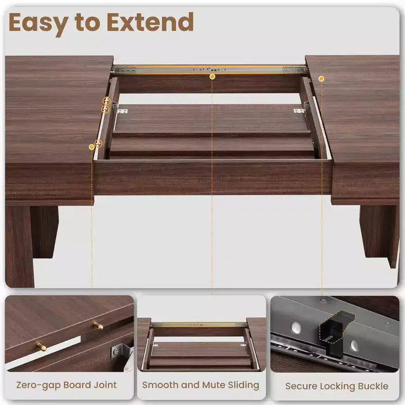 Tavolo da pranzo allungabile da 160 cm a 220 cm per 6-10 persone, tavolo da cucina in stile rustico con struttura robusta in legno, grande tavolo rettangolare per sala da pranzo