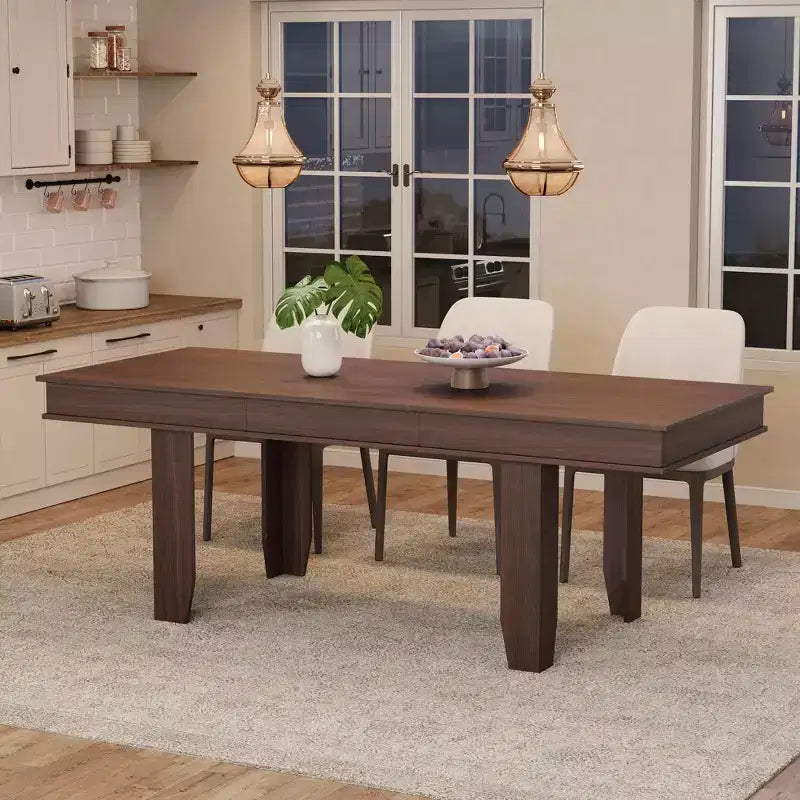 Tavolo da pranzo allungabile da 160 cm a 220 cm per 6-10 persone, tavolo da cucina in stile rustico con struttura robusta in legno, grande tavolo rettangolare per sala da pranzo