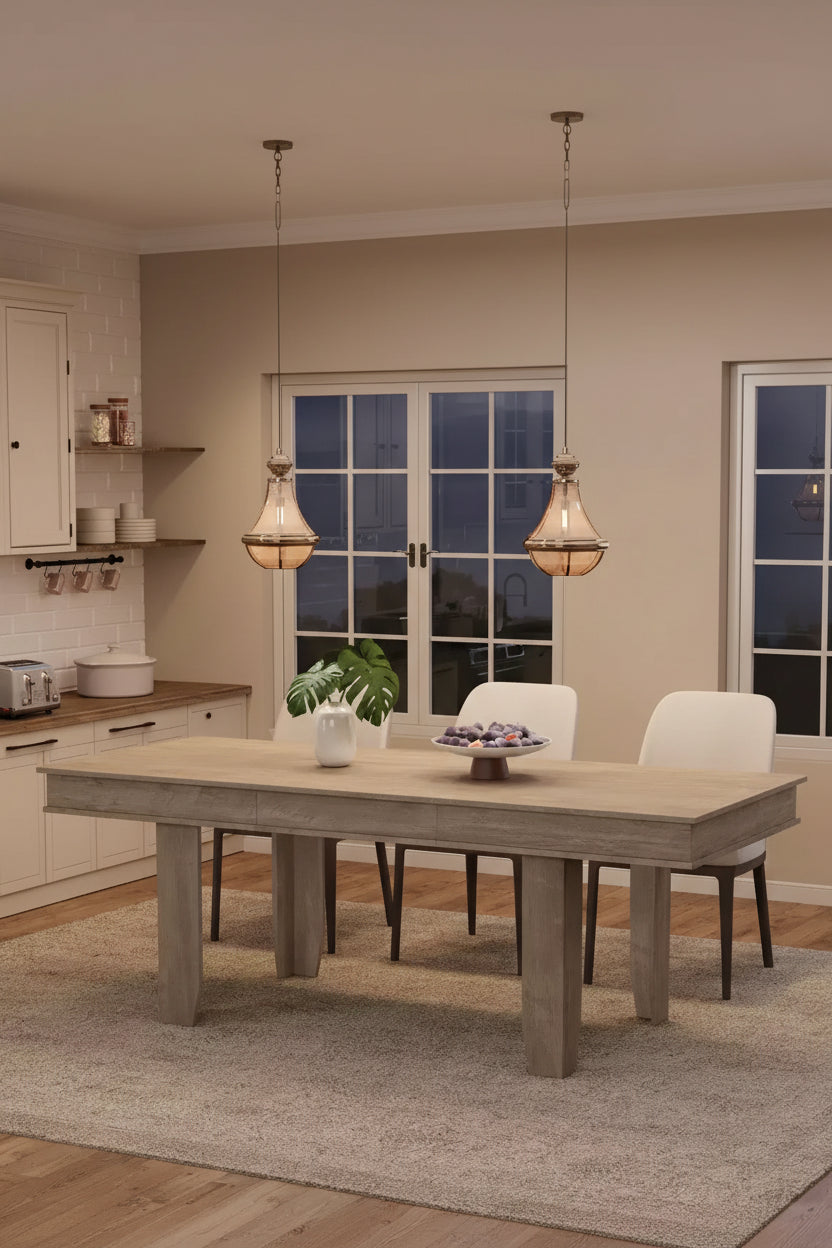 Tavolo da pranzo allungabile da 160 cm a 220 cm per 6-10 persone, tavolo da cucina in stile rustico con struttura robusta in legno, grande tavolo rettangolare per sala da pranzo