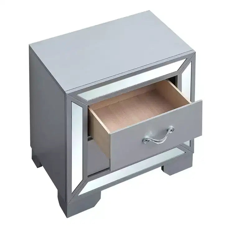Comodino Murry Silver con 2 cassetti, larghezza 24 pollici