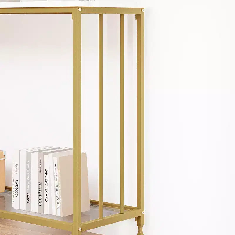 Console Table, Tavoli da Divano, Tavolino Stretto da Ingresso con Ripiano in Legno e Struttura in Metallo, Tavolo Industriale da 105,4 cm Dietro il Divano per Soggiorno