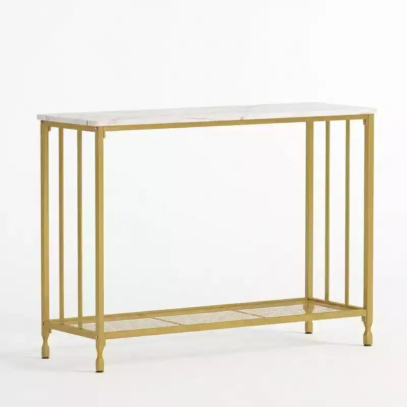 Console Table, Tavoli da Divano, Tavolino Stretto da Ingresso con Ripiano in Legno e Struttura in Metallo, Tavolo Industriale da 105,4 cm Dietro il Divano per Soggiorno