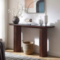 63 Modern Console Table, Narrow Entryway Tables for Hallway, Arc Faux Marble Texture Top, Fluted Sofa Side Display Table for Living Room