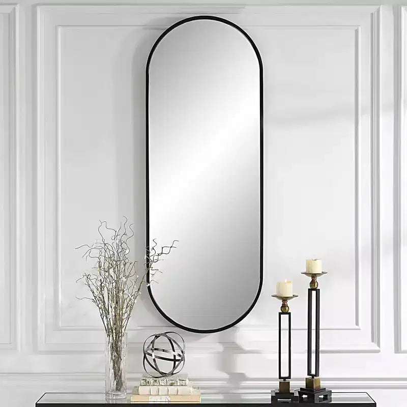 Specchio Ovale Varina 60 x 22 Finitura Nera Alta
