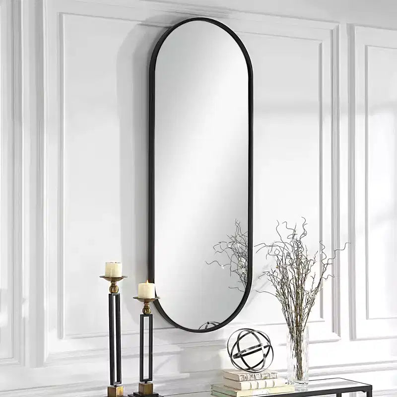 Specchio Ovale Varina 60 x 22 Finitura Nera Alta