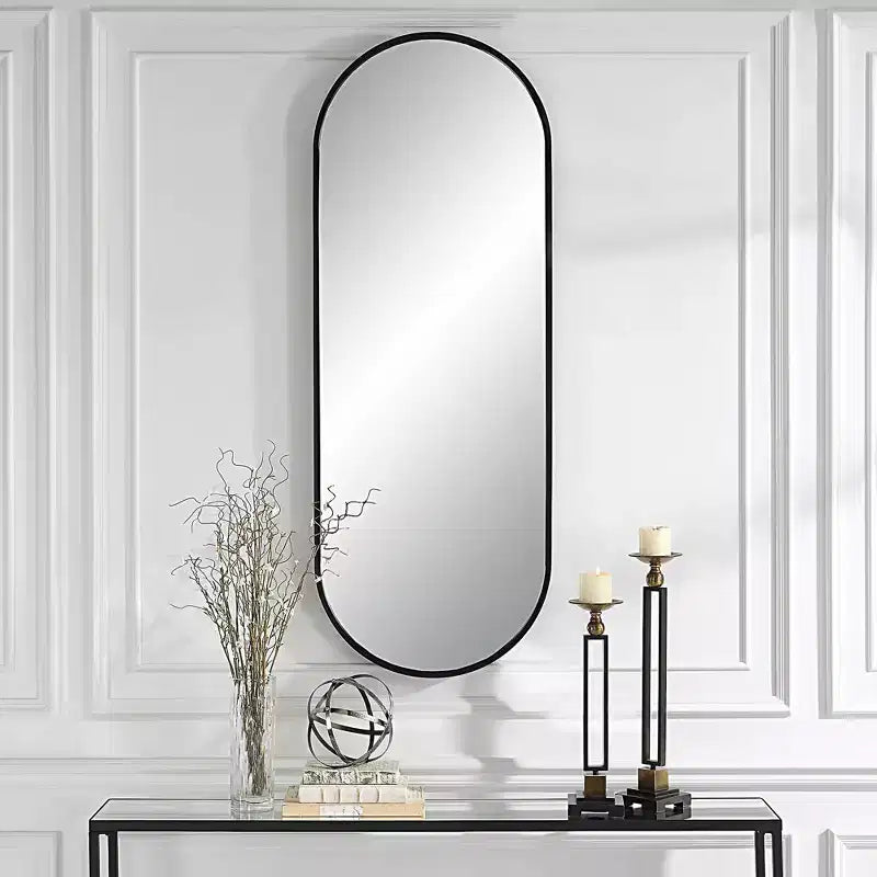 Specchio Ovale Varina 60 x 22 Finitura Nera Alta