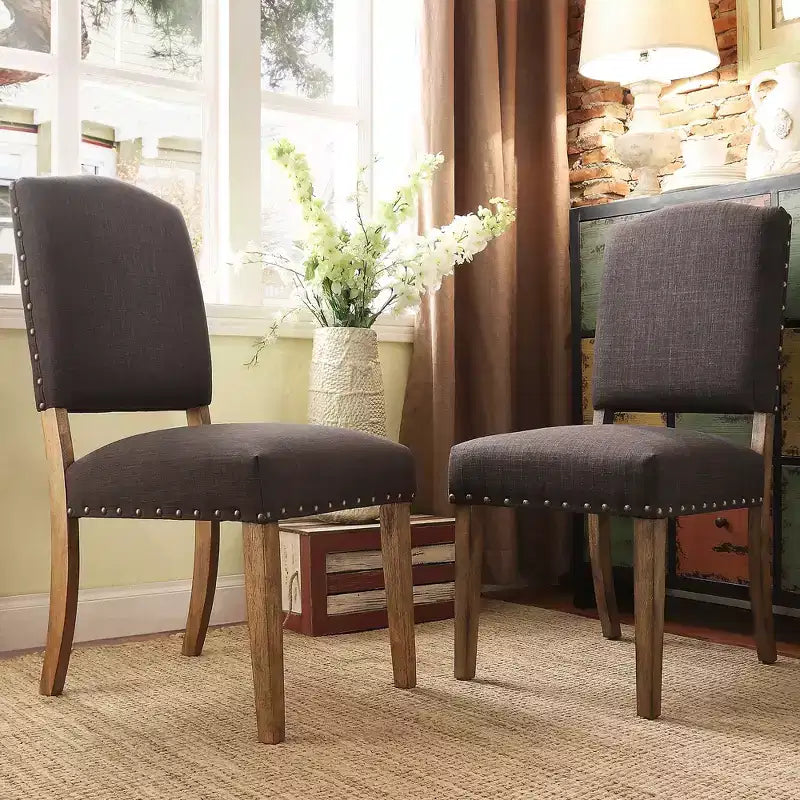 Sedie da pranzo imbottite Cobble Hill Nailhead