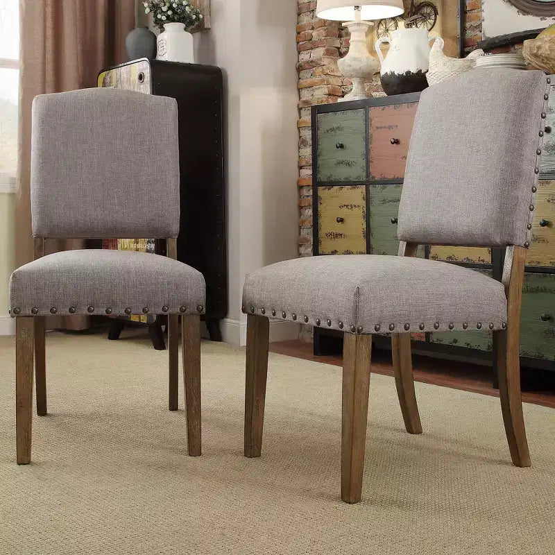 Sedie da pranzo imbottite Cobble Hill Nailhead