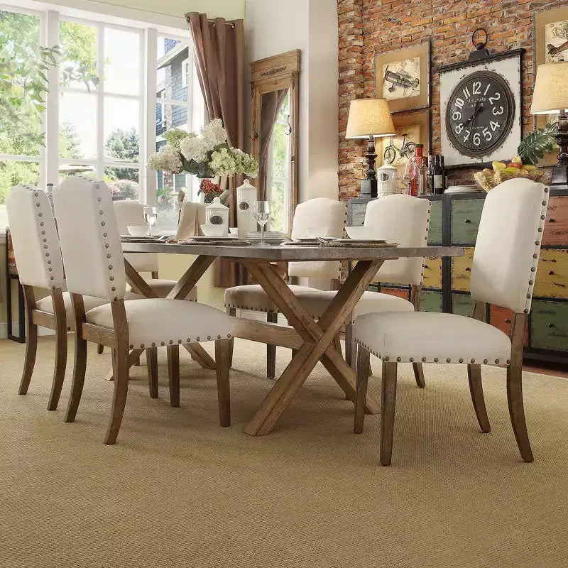 Sedie da pranzo imbottite Cobble Hill Nailhead