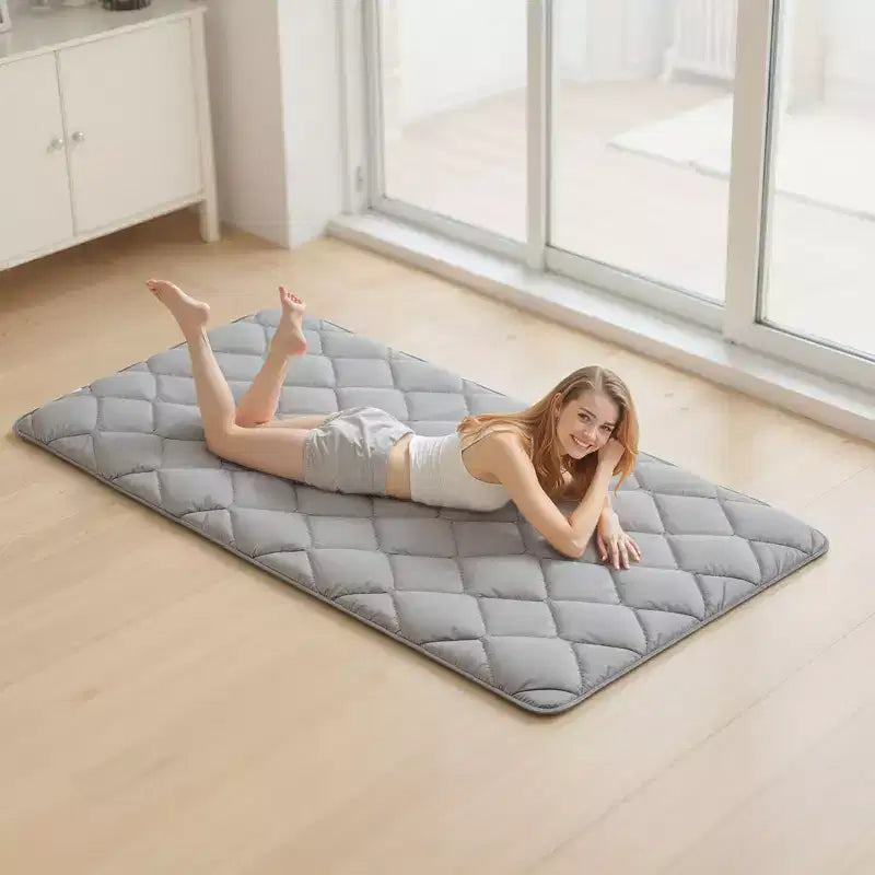 Materassino Tatami Giapponese, Materasso Tatami Giapponese Pieghevole per Letto Singolo, Materasso Futon con Borsa per il Trasporto, Materassino da Pavimento a 9 Strati, 203 x 99 x 6,3 cm, Grigio