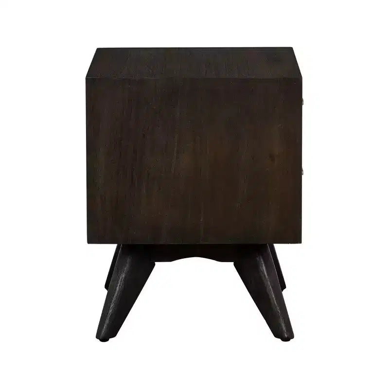 Comodino moderno di metà secolo Baly a 2 cassetti marrone: comodino con ripiano, struttura in legno
