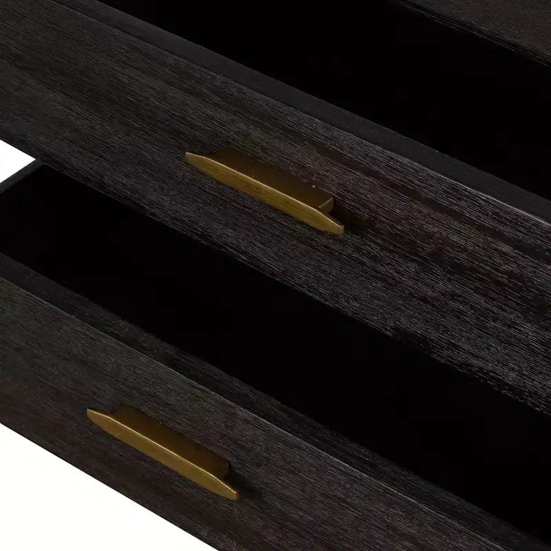 Comodino moderno di metà secolo Baly a 2 cassetti marrone: comodino con ripiano, struttura in legno