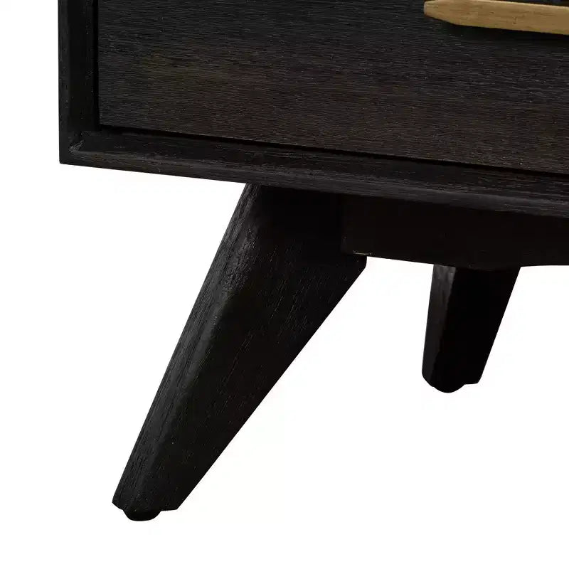 Comodino moderno di metà secolo Baly a 2 cassetti marrone: comodino con ripiano, struttura in legno