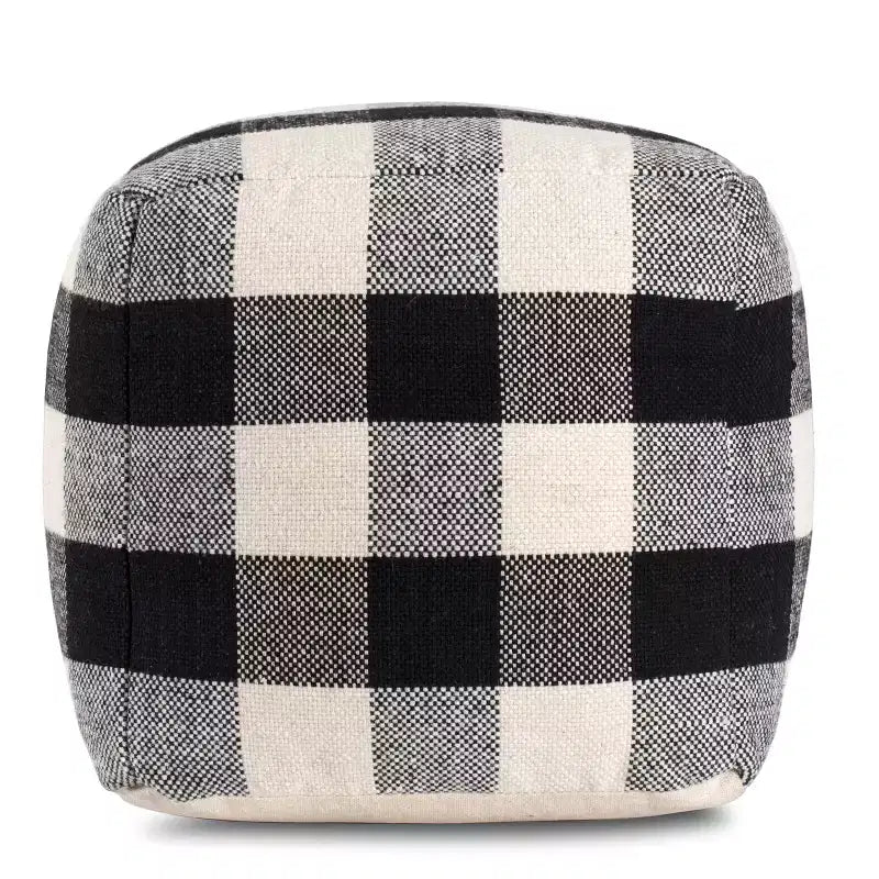 Pouf Dama Cinese Bianco/Nero: Fatto a mano, Commercio Equo e Solidario, Ottomana Moderno di Metà Secolo